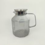 Inova Home Decor Füme Krom Metal Kapaklı Contalı Süzgeçli Köşeli Borosilikat Sürahi – 1.8 Lt. - 1,8 lt