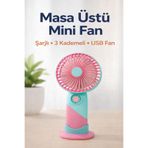 Inovaxis Standlı Şarjlı Mini El Fanı – 3 Kademeli, Sessiz, Taşınabilir Masaüstü Vantilatör