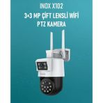 Inox Digital İNOX-X102 3+3mp Full Hd Dual Çift Lens Wifi Akıllı Onvıf Ptz Kamera Hieasy - Beyaz