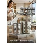 Inox Paslanmaz Çelik 2’li Kaşıklık Seti - 1mm Ultra Dayanıklı Tezgah Üstü Organizer 723142