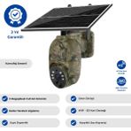 INOX Sim Kartlı Dönebilen Solar Panelli 4g Fotokapan Kamera + Sim Kart - Yeşil
