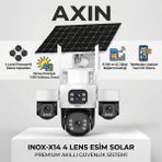 Inox -X14 4 Lensli E-Sım Destekli Solar Güneş Enerjili 4g Kablosuz Akıllı Güvenlik Kamerası - 1BW-Beyaz