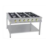İnoxmaster 6'lı Taban Gazlı 150x100x85 cm İMR-TBOG-1510Raflı Ocak