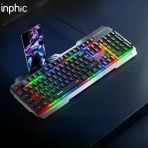 Inphic Usb Kablolu Oyun Klavyesi 104-Key Sessiz Oyun Klavyesi Bilgisayar Laptop Için Cep Telefonu Yerleştirme Alanı-(5775)
