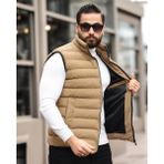 İnpool Dik Yaka, Çift Dikişli, Kapitone, Standart-Fit, Şişme Yelek 24USE2478 - Taba