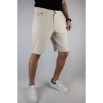 inpool Erkek Beyaz- Bej Slim Fit Gofre Çizgili Yan Cepli Casual Esnek Şort