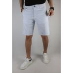 inpool Erkek Beyaz Mavi Slim Fit Gofre Çizgili Yan Cepli Casual Esnek Şort
