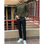 İnpool Erkek, Bisiklet Yaka, Slim Fit, Old Money, Yün-Akrilik Elyaf, Triko Kazak PLTK03 - Haki