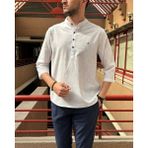 İnpool Erkek, Regular Fit, Hakim Yaka, Pamuklu, Keten Görünümlü Gömlek 24INPG07 - Beyaz - 2XL