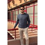 İnpool Erkek, Saç Örgü, Bisiklet Yaka, Yünlü, Old Money Culture, Kazak PLTK12 - İndigo
