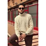 İnpool Erkek, Saç Örgü, Tam Balıkçı Yaka, Yünlü, Old Money Culture, Kazak PLTK13 - Bej