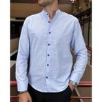İnpool Erkek, Slim Fit, Dar Kesim, Hakim Yaka, Old Money Culture, Pamuklu, Keten Dokuma Gömlek 24INPG09 - 2XL - Mavi