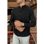 inpool Erkek, Slim fit, dar kesim, hakim yaka, old money culture, pamuklu, keten dokuma gömlek 24INPG09