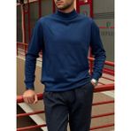 İnpool Erkek Slim-Fit Indigo Yarım Boğazlı Triko Kazak, Günlük Rahat Kullanım için Old Money Tarzı - İndigo
