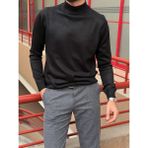 İnpool Erkek, Slim-Fit, Old Money, Yarım Boğazlı Triko Kazak PLTK01 - Siyah