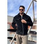 İnpool Gömlek Yaka, Oversize, Çift Cep Kapaklı, Baklava Desenli Kapitone Ceket 2504 - Siyah - 2XL