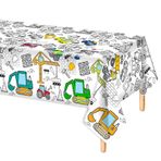 İnşaat Boyama Masa Örtüsü, 250 x 130 cm Dev Boyama Masa Örtüsü Damperli Kamyon Araba İnşaat Masa Örtüsü Placemat Çocuklar için Boyama Posteri Ev Sınıf Aktiviteleri Parti Malzemeleri