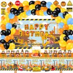 İnşaat Doğum Günü Partisi Malzemeleri, Erkek Bebek için Damperli Kamyon Parti Dekorasyonları - Afiş, Pasta ve Cupcake Süsleri, Balonlar, Kağıt Bardaklar, Parti Trafik Tabelaları, Dikkat Parti Bandı…