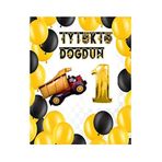 İnşaat Temalı Doğum Günü Banner Kamyon Şekilli Balon Seti Gold Yaş 1
