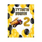 İnşaat Temalı Doğum Günü Banner Kamyon Şekilli Balon Seti Gold Yaş 2