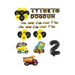 İnşaat Temalı Doğum Günü Bannerlı Kamyon Kepçe Şekilli Balon Seti Yaş 2