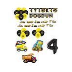 İnşaat Temalı Doğum Günü Bannerlı Kamyon Kepçe Şekilli Balon Seti Yaş 4