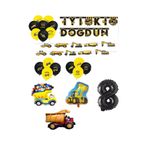 İnşaat Temalı Doğum Günü Bannerlı Kamyon Kepçe Şekilli Balon Seti Yaş 8
