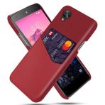 INSOLKIDON Google Nexus 5 Kılıf PC Sert Kapak Telefon Koruyucu Kabuk Koruma Kaymaz Cüzdan Kart Paketi İş Tarzı Koruyucu Kılıf Deri (Kırmızı)