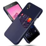 INSOLKIDON Google Nexus 5 Kılıf PC Sert Kapak Telefon Koruyucu Kabuk Koruma Kaymaz Cüzdan Kart Paketi İş Tarzı Koruyucu Kılıf Deri (Mavi)