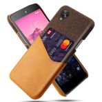INSOLKIDON Google Nexus 5 Kılıf PC Sert Kapak Telefon Koruyucu Kabuk Koruması Kaymaz Cüzdan Kart Paketi İş Tarzı Koruyucu Kılıf Deri (Turuncu)