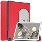 INSOLKIDON Google Pixel Tablet 11 INCH 2023 Tablet kılıfı ile uyumlu, Tam Kapsama Ultra İnce deri Kılıf Katlanır Stand Kapaklı Sağlam Otomatik Uyku/Uyanma (Kırmızı)