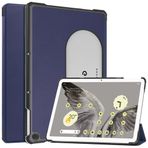 INSOLKIDON Google Pixel Tablet 11 INCH 2023 Tablet kılıfı ile uyumlu, Tam Kapsama Ultra İnce deri Kılıf Katlanır Stand Kapaklı Sağlam Otomatik Uyku/Uyanma (Koyu Mavi)