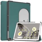 INSOLKIDON Google Pixel Tablet 11 INCH 2023 Tablet kılıfı ile uyumlu, Tam Kapsama Ultra İnce deri Kılıf Katlanır Stand Kapaklı Sağlam Otomatik Uyku/Uyanma (Koyu yeşil)