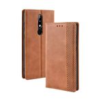 INSOLKIDON Nokia 5.1 Plus Kılıf Arka Kapak Telefon Koruyucu Kılıf Tam Gövde Koruma Cüzdan İş Tarzı Stand Fonksiyonlu ve Otomatik Uyku Uyanma (Kahverengi)