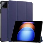 INSOLKIDON Xiaomi pad 6s pro 12.4 inç kılıf Tablet kılıfı, Tam Kapsama Ultra İnce PU deri Kılıf Katlanır Stand Kapaklı Kılıf Otomatik Uyku/Uyanma ile Sağlam (Koyu mavi)