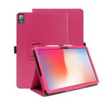INSOLKIDON XPPen Magic Drawing 12.2-INCH Tablet kılıfı ile uyumlu, Tam Kapsama Ultra İnce PU deri Kılıf Katlanır Stand Kapak Koruyucu Tablet Kılıfı El Kayışı Mıknatıslı (Gül kırmızısı)