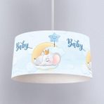 İnstababyrooms Beyaz Açık Mavi Bebek Fil Desenli Çocuk Odası Dijital Baskılı Sarkıt Avize