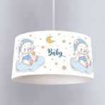 İnstababyrooms Beyaz Bebek Ayı Desenli Çocuk Odası Dijital Baskılı Sarkıt Avize
