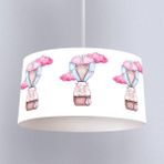 İnstababyrooms Beyaz Fil Pembe Balon Desenli Çocuk Odası Dijital Baskılı Sarkıt Avize