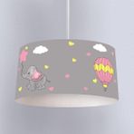 İnstababyrooms Beyaz Gri Fil Balon Desenli Çocuk Odası Dijital Baskılı Sarkıt Avize