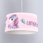 İnstababyrooms Beyaz Toz Pembe Unicorn Desenli Çocuk Odası Dijital Baskılı Sarkıt Avize