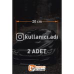 Instagram Logolu Kullanıcı Adı - 2 Adet 20 cm - Araç Kelebek Cam Sticker Etiketi Folyo Kesim - Gri