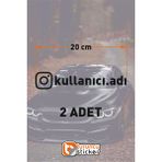 Instagram Logolu Kullanıcı Adı - 2 Adet 20 cm - Araç Kelebek Cam Sticker Etiketi Folyo Kesim - Siyah