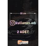 Instagram Logolu Kullanıcı Adı - 2 Adet 20 cm - Araç Kelebek Cam Sticker Etiketi Folyo Kesim