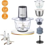 Instantchopper 1000 Pro – 2.3 L Cam ve Çelik Hazneli Et Kıyma & Sebze Rondo Doğrayıcı + Ekstra 1.2 L Hazne - Silver