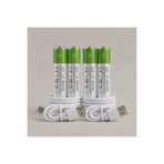 instatech 4’lü AAA Şarjlı Pil 1.5V 800mWh USB Şarj Edilebilir Lithium Batarya Seti + Şarj Kablosu