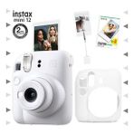Instax Mini 12 Beyaz 20'li Film Kıskaçlı Resim Standı Silikon Kılıf ve Fotoğraf Makinesi Seti