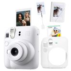 Instax Mini 12 Beyaz 20'li Film Kıskaçlı Stand Mini Albüm Silikon Kılıf ve Fotoğraf Makinesi Seti
