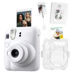 Instax Mini 12 Beyaz 20'li Film Kıskaçlı Stand PVC Albüm Simli Pleksi Kılıf ve Fotoğraf Makinesi Seti