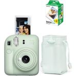 Instax Mini 12 Fotoğraf MAKINESI-20LI Film-Büzgülü Kılıf Seti 4 - Yeşil